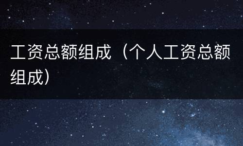 工资总额组成（个人工资总额组成）
