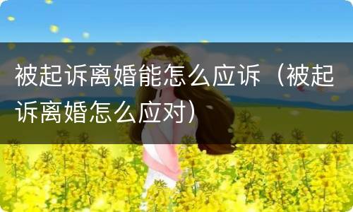 被起诉离婚能怎么应诉（被起诉离婚怎么应对）