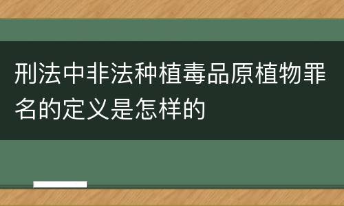 刑法中非法种植毒品原植物罪名的定义是怎样的