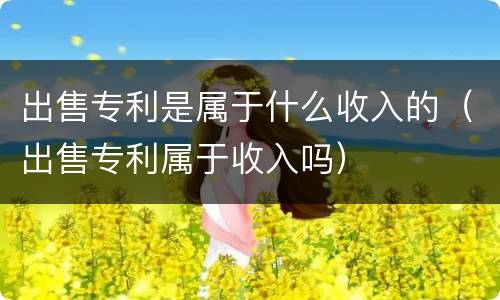 出售专利是属于什么收入的（出售专利属于收入吗）