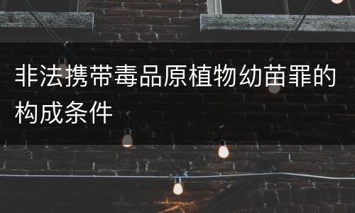 非法携带毒品原植物幼苗罪的构成条件