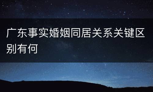 广东事实婚姻同居关系关键区别有何