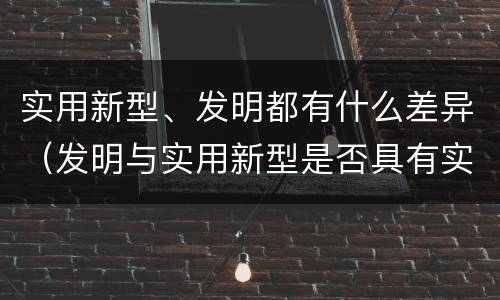 实用新型、发明都有什么差异（发明与实用新型是否具有实用性）