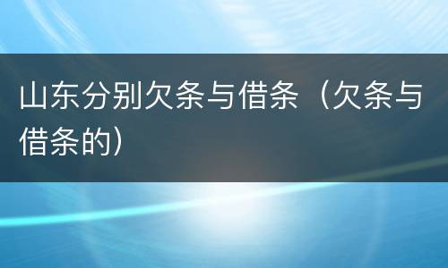 山东分别欠条与借条（欠条与借条的）
