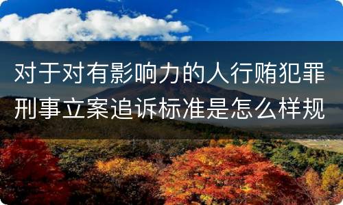 对于对有影响力的人行贿犯罪刑事立案追诉标准是怎么样规定