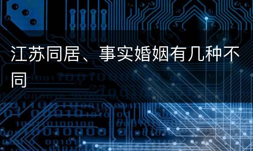 江苏同居、事实婚姻有几种不同