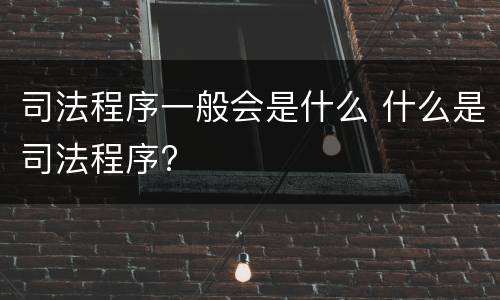 司法程序一般会是什么 什么是司法程序?