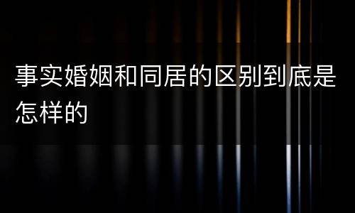 事实婚姻和同居的区别到底是怎样的