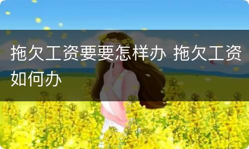 拖欠工资要要怎样办 拖欠工资如何办