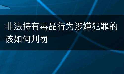 非法持有毒品行为涉嫌犯罪的该如何判罚