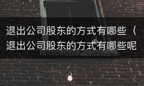 退出公司股东的方式有哪些（退出公司股东的方式有哪些呢）