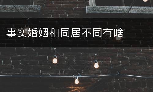 事实婚姻和同居不同有啥