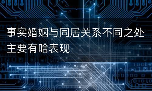 事实婚姻与同居关系不同之处主要有啥表现