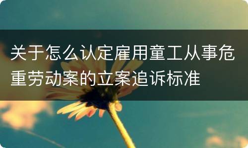 关于怎么认定雇用童工从事危重劳动案的立案追诉标准