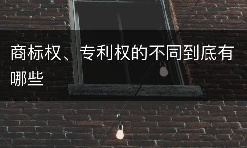 商标权、专利权的不同到底有哪些