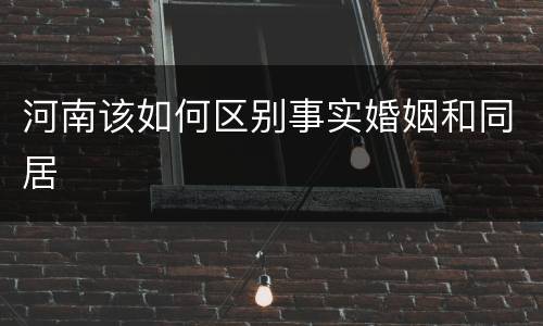 河南该如何区别事实婚姻和同居