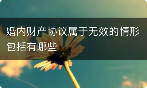 婚内财产协议属于无效的情形包括有哪些