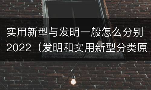 实用新型与发明一般怎么分别2022（发明和实用新型分类原则）