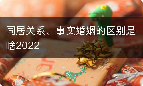 同居关系、事实婚姻的区别是啥2022