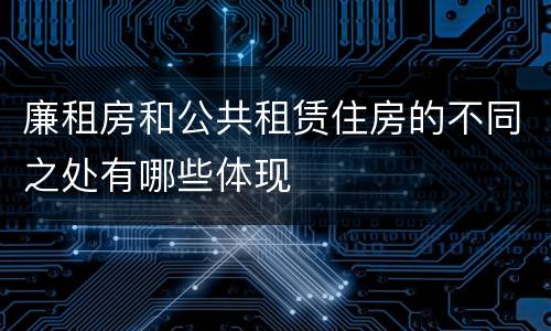 廉租房和公共租赁住房的不同之处有哪些体现