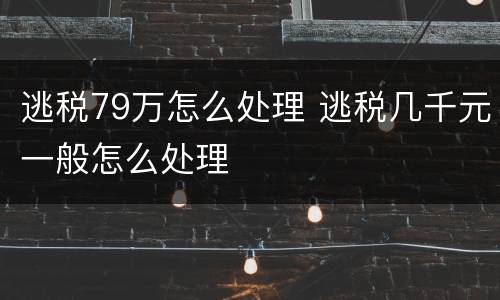 逃税79万怎么处理 逃税几千元一般怎么处理