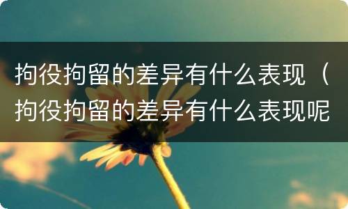 拘役拘留的差异有什么表现（拘役拘留的差异有什么表现呢）