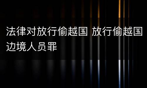 法律对放行偷越国 放行偷越国边境人员罪