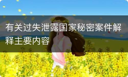 有关过失泄露国家秘密案件解释主要内容
