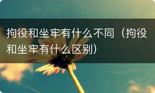 拘役和坐牢有什么不同（拘役和坐牢有什么区别）