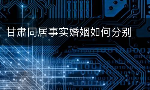 甘肃同居事实婚姻如何分别