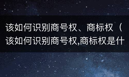 该如何识别商号权、商标权（该如何识别商号权,商标权是什么）