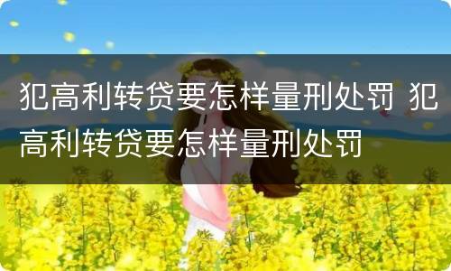 犯高利转贷要怎样量刑处罚 犯高利转贷要怎样量刑处罚