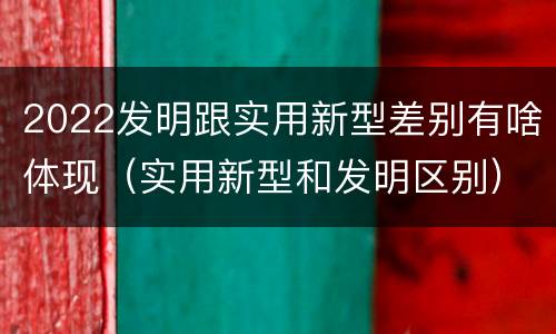 2022发明跟实用新型差别有啥体现（实用新型和发明区别）