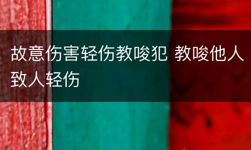 故意伤害轻伤教唆犯 教唆他人致人轻伤