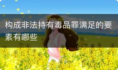 构成非法持有毒品罪满足的要素有哪些