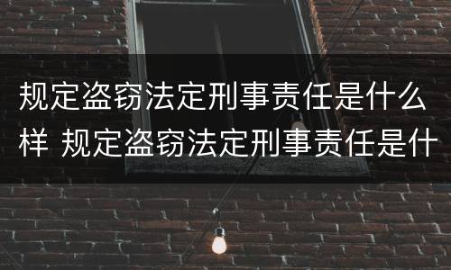 规定盗窃法定刑事责任是什么样 规定盗窃法定刑事责任是什么样的案件