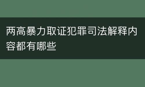 两高暴力取证犯罪司法解释内容都有哪些