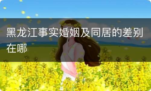 黑龙江事实婚姻及同居的差别在哪