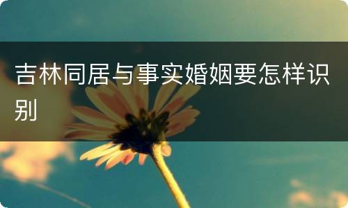 吉林同居与事实婚姻要怎样识别