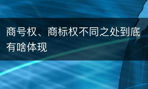 商号权、商标权不同之处到底有啥体现