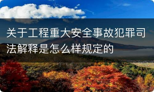 关于工程重大安全事故犯罪司法解释是怎么样规定的