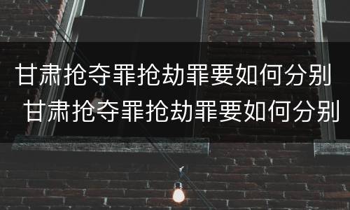 甘肃抢夺罪抢劫罪要如何分别 甘肃抢夺罪抢劫罪要如何分别判决