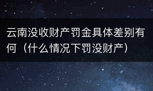 云南没收财产罚金具体差别有何（什么情况下罚没财产）