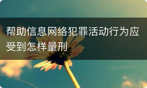 帮助信息网络犯罪活动行为应受到怎样量刑