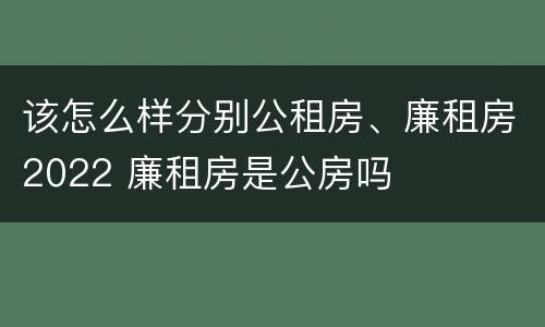 该怎么样分别公租房、廉租房2022 廉租房是公房吗