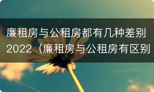廉租房与公租房都有几种差别2022（廉租房与公租房有区别吗）