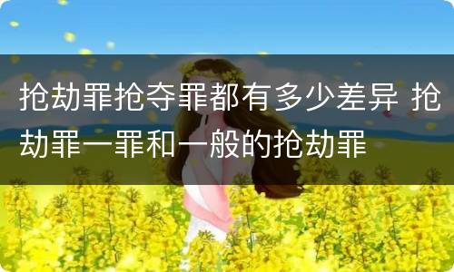 抢劫罪抢夺罪都有多少差异 抢劫罪一罪和一般的抢劫罪