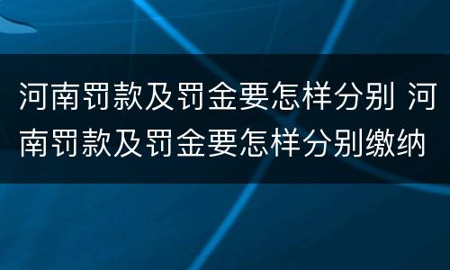 河南罚款及罚金要怎样分别 河南罚款及罚金要怎样分别缴纳