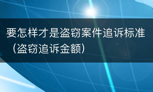要怎样才是盗窃案件追诉标准（盗窃追诉金额）