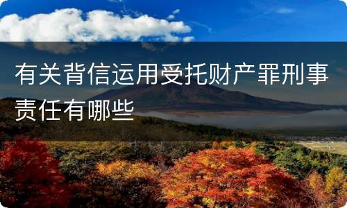 有关背信运用受托财产罪刑事责任有哪些